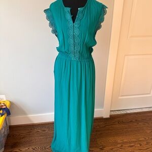 Mango Teal Lace Maxi Dress